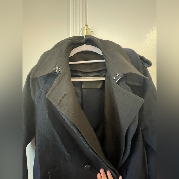 ALC Winter / Fall pcoat worn 2x navy blue and black, belted at wait and cuffs - Picture 3 of 5